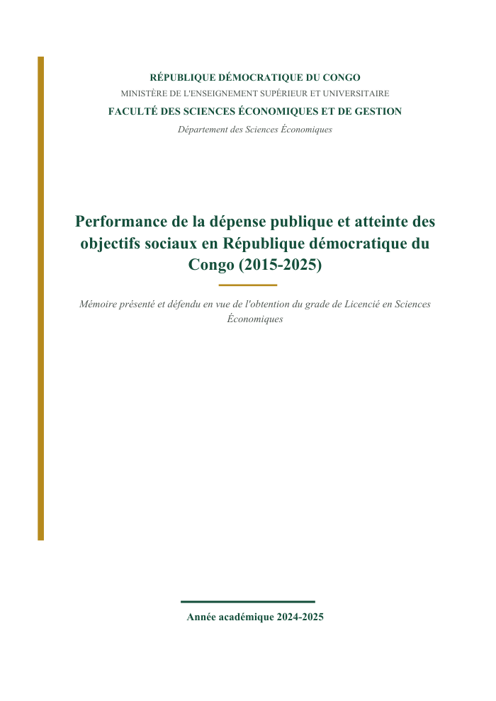 Performance de la dépense publique et atteinte des objectifs sociaux en RDC (2015-2025)