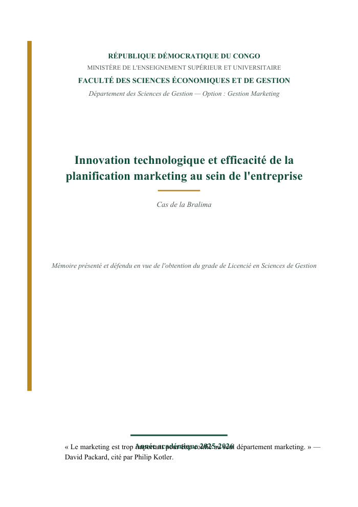Innovation technologique et efficacité de la planification marketing au sein de l'entreprise