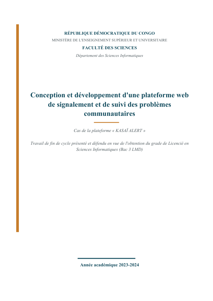 Conception et développement d'une plateforme web de signalement et de suivi des problèmes communautaires