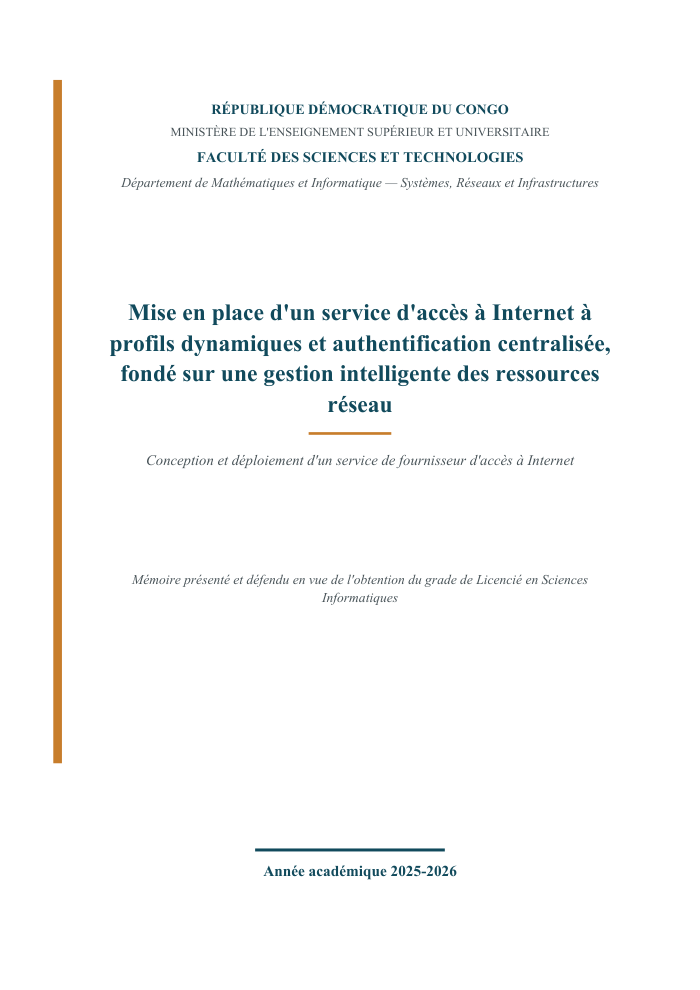 Mise en place d'un service d'accès à Internet à profils dynamiques et authentification centralisée