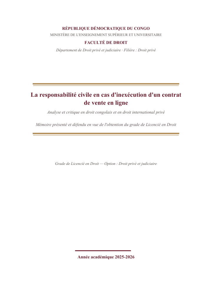 La responsabilité civile en cas d'inexécution d'un contrat de vente en ligne
